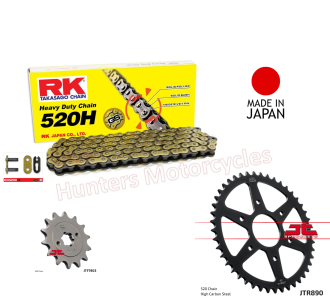 KTM 125 DUKE GOLD RK (Japanese) HEAVY DUTY CHAIN AND JT SPROCKET KIT