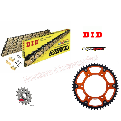 KTM 690 Enduro R DID Gold X-Ring Chain and SuperSprox Stealth Orange Sprocket Kit