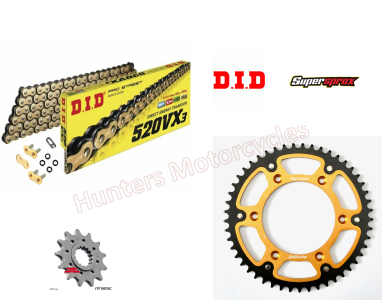 KTM 250 EXC Enduro DID Gold X-Ring Chain and SuperSprox Stealth Sprocket Kit