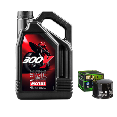 Motul 300V 5w40 4 Litre and HiFlo Oil Filter HF160 (SPECIAL OFFER)