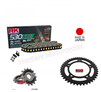 Suzuki GSF1250 Bandit Black & Gold RK (Made in Japan) X-Ring Chain and JT Black Sprocket Kit