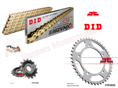 Suzuki GSF1250 Bandit D.I.D Gold ZVMX-2 X-Ring Ultra Heavy Duty Chain and JT Quiet Sprocket Kit