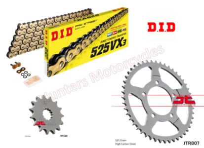 Suzuki GSF650 Bandit D.I.D Gold X-Ring Chain and JT Sprockets Kit 2007 to 2015