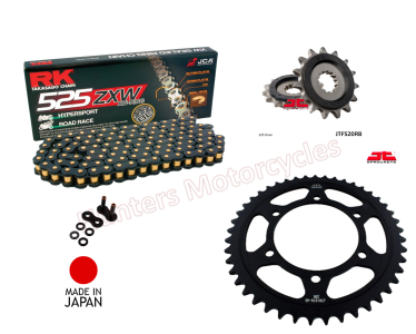 Suzuki GSX-S1000 Black and Gold RK ZXW X-Ring Chain and JT Black Sprocket Kit