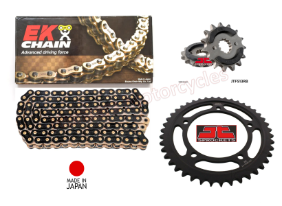 Suzuki GSXR1000 EK Black and Gold X-Ring Japanese Chain and Black JT Sprocket Kit (2001 to 2006) OUT OF STOCK