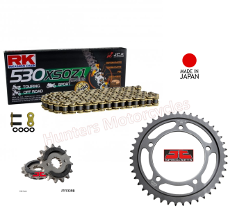 Suzuki GSXR1000 Gold X-Ring RK (Japanese) Chain and JT Black RB Sprocket Kit K7 K8