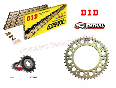 Triumph 675 Daytona DID Gold X-Ring Chain and Renthal Sprocket Kit (2006 to 2017)