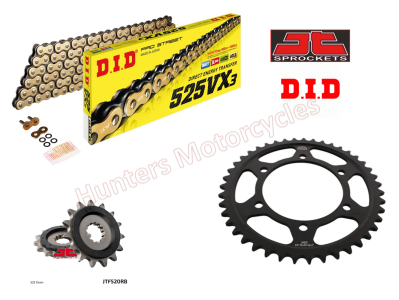 Triumph 675 Street Triple R D.I.D Gold X Ring Chain and JT Black Sprocket Kit OUT OF STOCK