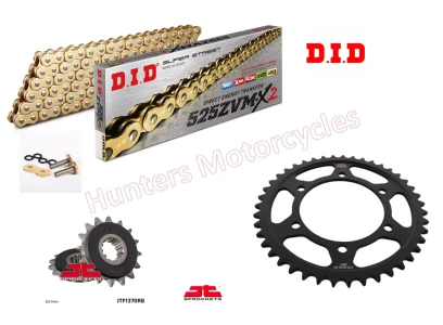 Triumph 800 Tiger DID ZVMX2 Gold X-Ring Ultra Heavy Chain and JT Black Sprocket Kit