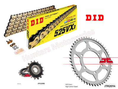 Triumph 800 Tiger XR D.I.D Gold X-Ring Chain and JT Quiet Sprocket Kit