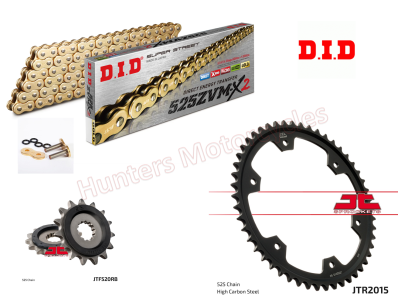 Triumph 900 Tiger DID ZVMX-2 Ultra Heavy Duty Gold X-Ring Chain and JT Quiet Sprocket Kit