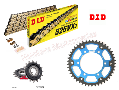 Yamaha 700 Tenere DID Gold X-Ring Chain and Blue SuperSprox Stealth Sprocket Kit