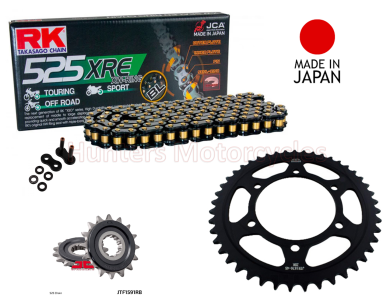 Yamaha 900 Tracer & Tracer GT Black & Gold RK X-Ring Chain and JT Black Sprocket Kit