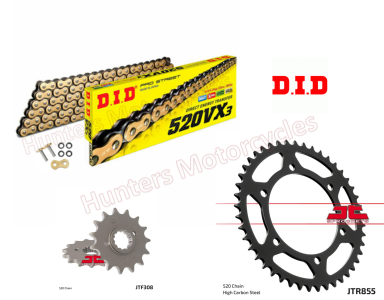 Yamaha MT03 D.I.D Gold X-Ring Chain and JT Sprockets Kit (2006 to 2012)