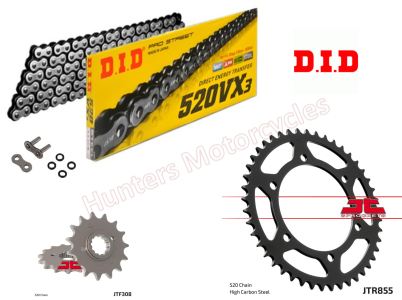 Yamaha MT03 D.I.D X-Ring Chain and JT Sprockets Kit (2006 to 2012)