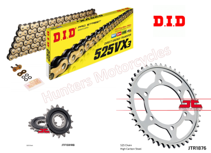 Yamaha MT07 Tracer D.I.D Gold X Ring Chain and JT Quiet Sprocket Kit (2020)