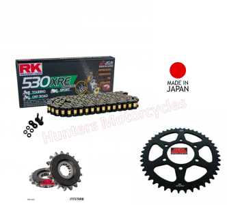 Yamaha R1 Black & Gold RK (Made in Japan) X-Ring Chain and JT Black Sprocket Kit