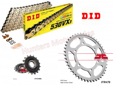 Yamaha R1 D.I.D Gold X Ring Chain and JT Quiet Sprocket Kit (2006 - 2007 - 2008)