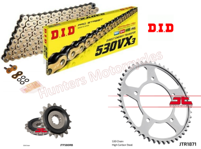 Yamaha R6 D.I.D Gold X-Ring Chain and JT Quiet Sprocket Kit (1999 to 2002)