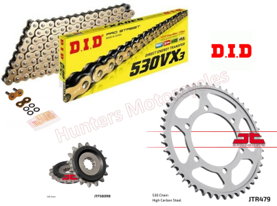 Yamaha R6 D.I.D Gold X-Ring Chain and JT Quiet Sprocket Kit (2003 - 2004 - 2005)