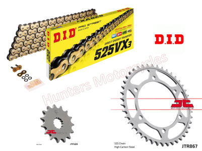 Yamaha TDM850 D.I.D Gold X-Ring Chain and JT Sprockets Kit (1991 to 1995)