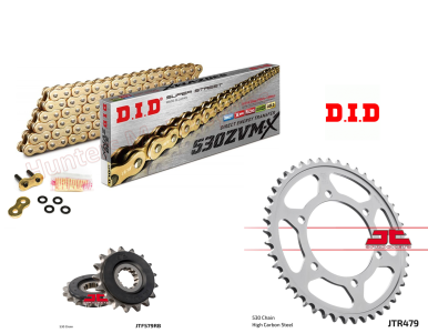 Yamaha XJR1300 D.I.D Gold ZVMX Ring Ultra Heavy Duty Chain and JT Quiet Sprocket Kit (2007 to 2015)