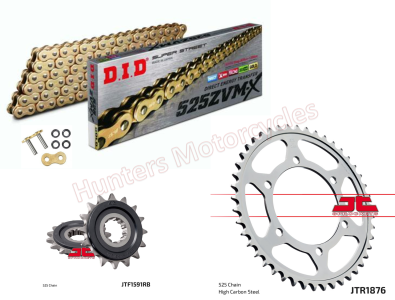 Yamaha XTZ700 Tenere DID Upgrade ZVMX Gold X-Ring Chain and JT RB Quiet Sprocket Kit