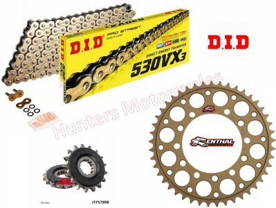 Yamaha R1 DID Gold X-Ring Chain and Renthal Sprocket Kit (2006 to 2008)