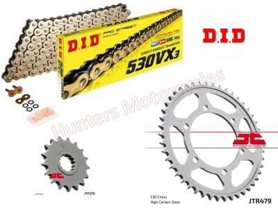 Yamaha R1 D.I.D Gold X-Ring Chain and JT Sprockets Kit (1998 to 2003)