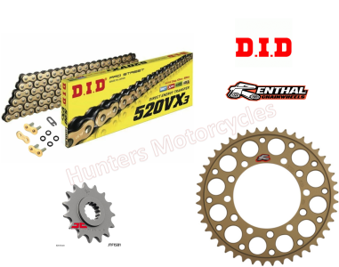Yamaha YZF R6 DID Gold X-Ring Chain and Renthal 520 Race Sprocket Kit (2006 to 2020)