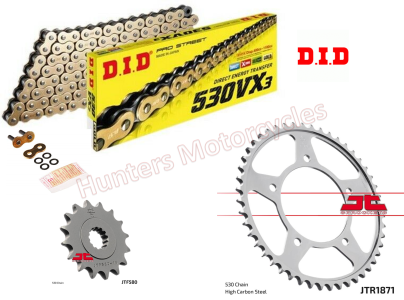 Yamaha R6 D.I.D Gold X-Ring Chain and JT Sprockets Kit (1999 to 2002)