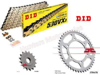Yamaha R6 D.I.D Gold X-Ring Chain and JT Sprockets Kit (2003 - 2004 - 2005)